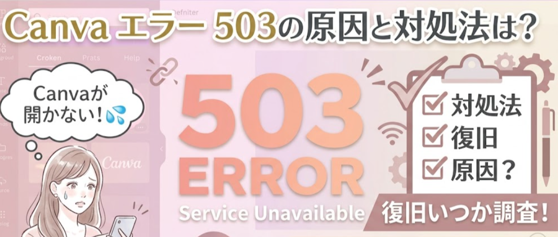 Canva エラー 503の原因と対処法は？復旧いつか調査！【2026.4.29最新】